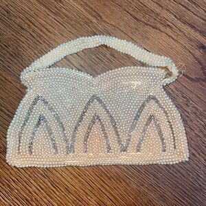 Small vintage pearl beaded evening bag